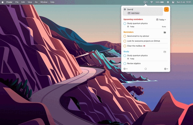 Reminders MenuBar screenshot 1
