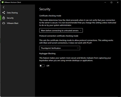 VMware Horizon Client screenshot 1