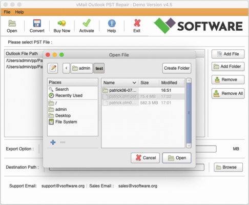 Outlook PST Repair Tool for macOS screenshot 1