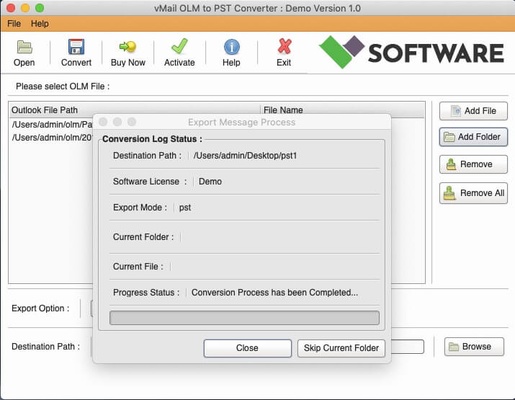 vMail OLM to MBOX Converter for macOS screenshot 1