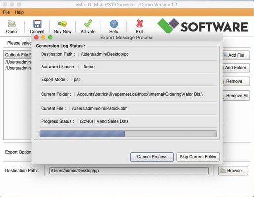 vMail OLM to MBOX Converter for macOS screenshot 1