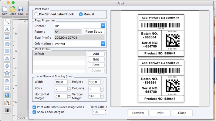 Mac OS Label Printing Application screenshot 1