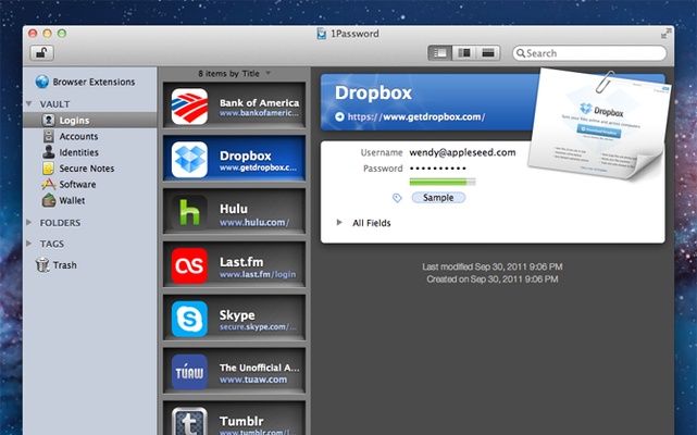 1Password screenshot 1