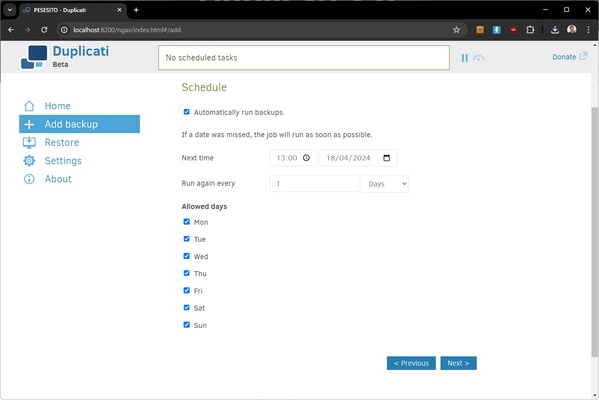 Duplicati screenshot 1