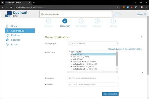 Duplicati screenshot 1