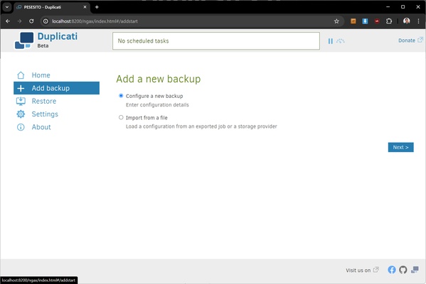 Duplicati screenshot 1