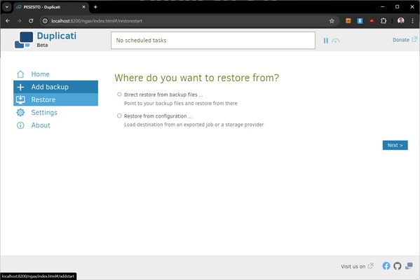 Duplicati screenshot 1