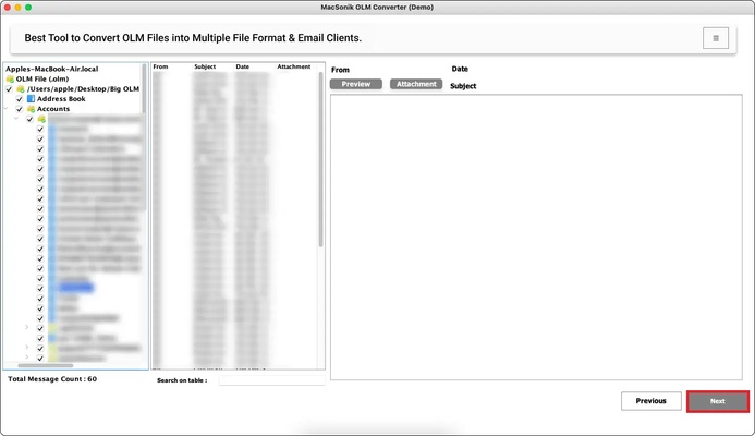 OLM Converter for Mac screenshot 1