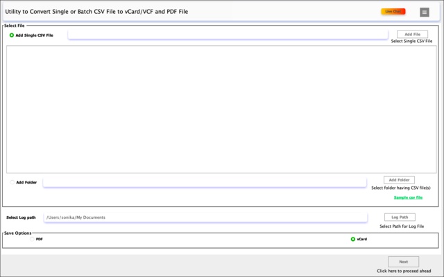 MacSonik CSV to vCard Converter for Mac screenshot 1