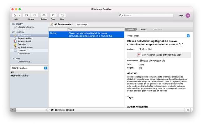 Mendeley Reference Manager screenshot 1