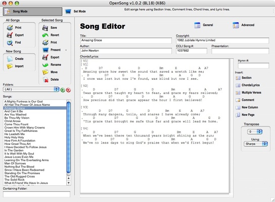 OpenSong screenshot 1