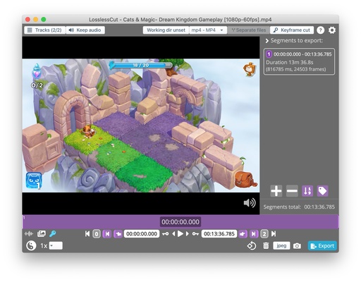 LosslessCut screenshot 1