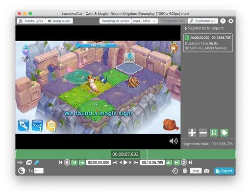 LosslessCut screenshot 1