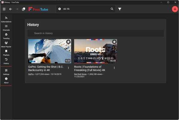 FreeTube screenshot 1