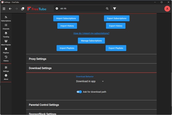 FreeTube screenshot 1