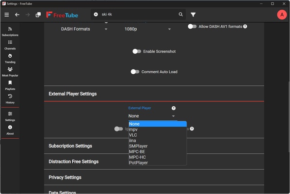FreeTube screenshot 1