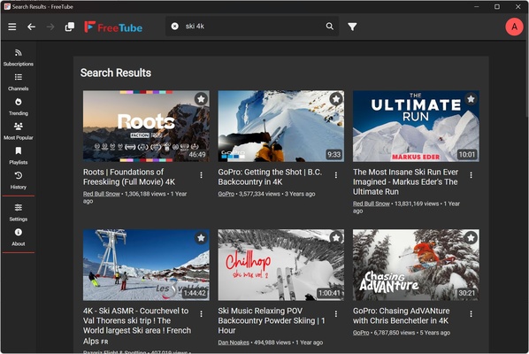 FreeTube screenshot 1