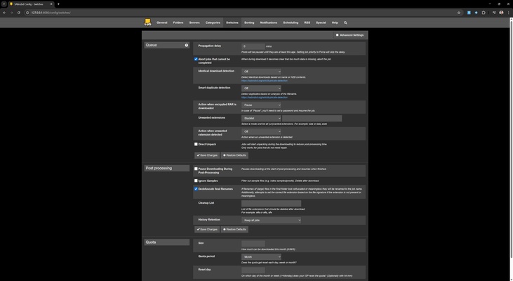 SABnzbd screenshot 1