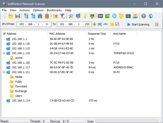 SoftPerfect Network Scanner screenshot 1