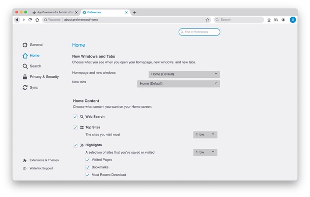 Waterfox screenshot 1