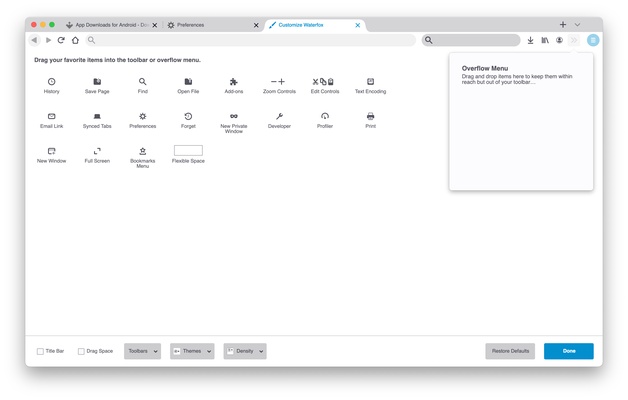 Waterfox screenshot 1