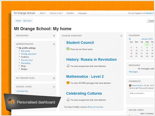 Moodle screenshot 1