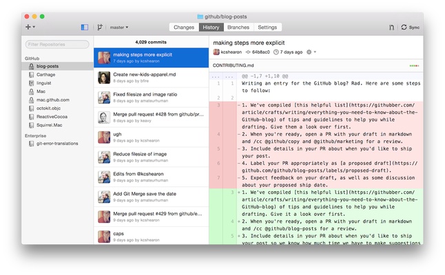 GitHub Desktop screenshot 1
