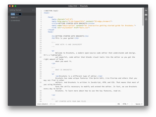 Brackets screenshot 1