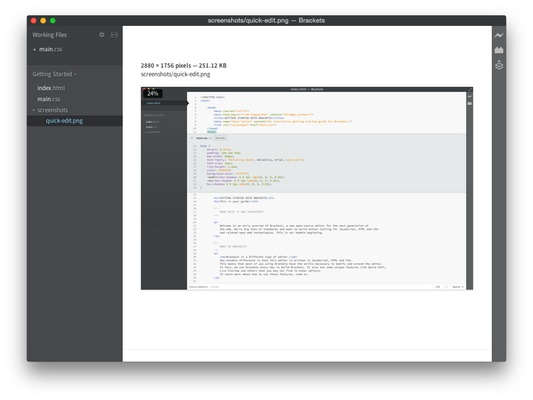 Brackets screenshot 1