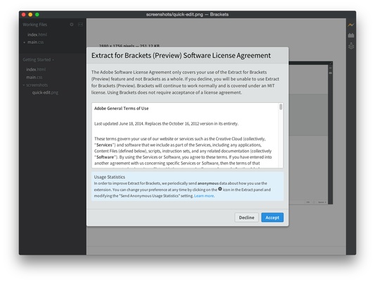 Brackets screenshot 1