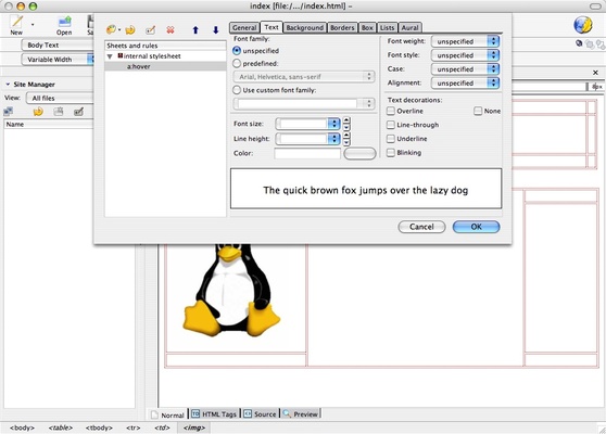 Kompozer screenshot 1