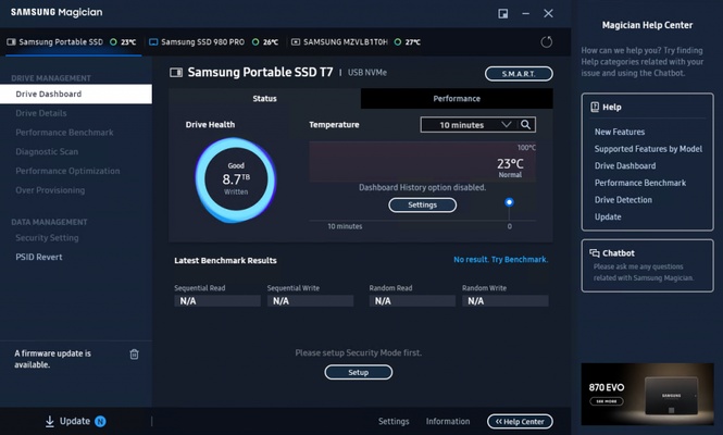 Samsung SSD Magician screenshot 1