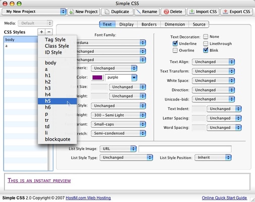 SimpleCSS screenshot 1