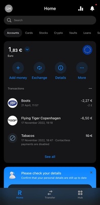 Revolut screenshot 1